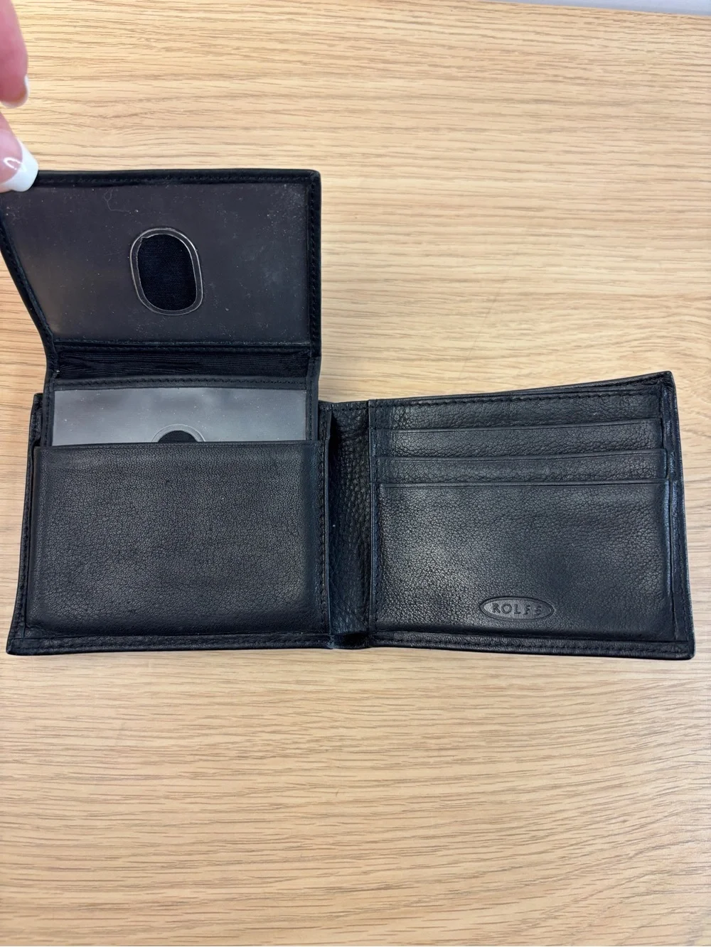 ROLFS Classic Black Leather Bifold Wallet - Men's Accessory